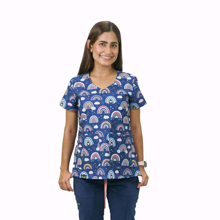 Uniforme antifluido licrado estampado mujer