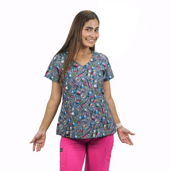 Uniforme medico estampado antifluido mujer