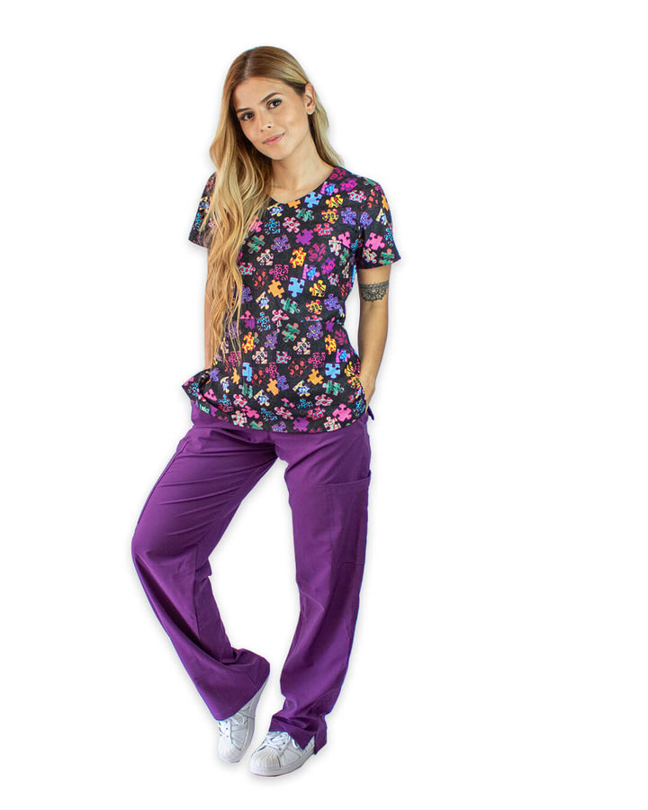 Uniforme estampado antifluido licrado medico mujer puzzle