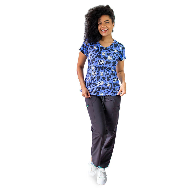 Uniforme mujer antifluido medico estampado cow