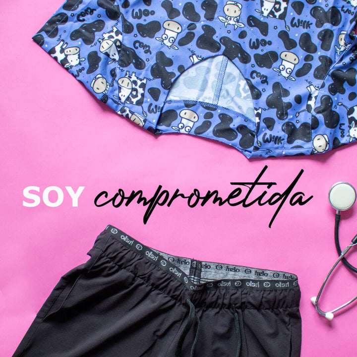 Uniforme mujer antifluido medico estampado cow