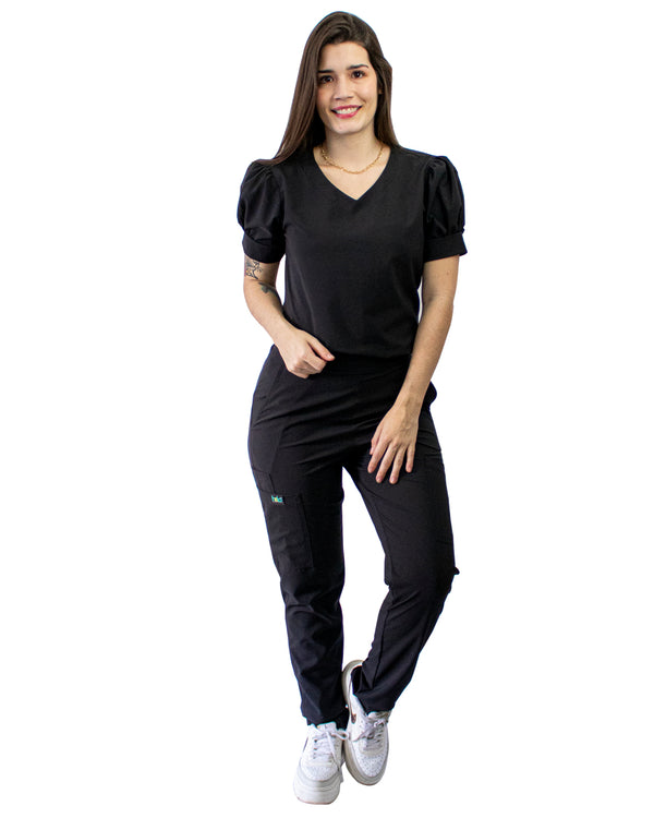 EMMA - Uniforme unicolor antifluido licrado Negro